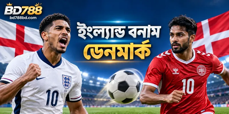 ইংল্যান্ড বনাম ডেনমার্ক ফুটবল ম্যাচের হাইলাইটস এবং BD788 প্ল্যাটফর্মে বিস্তারিত পরিসংখ্যান।